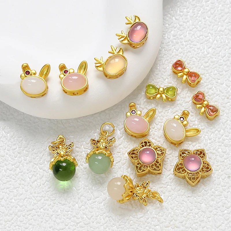 4pcs Copper Gold Plated Color Sargent Straight Hole Bead Isolation Pendant DIY Handmade Jewelry Bracelet Necklace Accessories