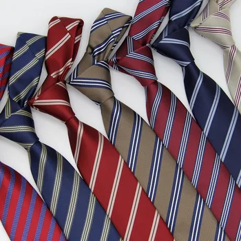 ربطات عنق مخططة بحرية للرجال والنساء ، ربطات عنق مصنوعة يدوياً ، بوليستر ، مدرسة ، طراز جامعي ، إكسسوارات قمصان ، كاجوال ، بني ، 7 *