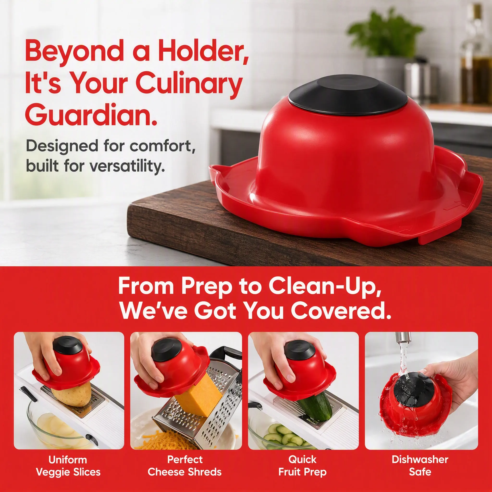 Mandoline Slicer Guard - 1 ชิ้น ที่ป้องกันนิ้วสำหรับเครื่องสไลซ์แมนโดลีน ที่จับอาหารที่แข็งแรงและปลอดภัย ใช้ได้กับผลไม้ ผัก