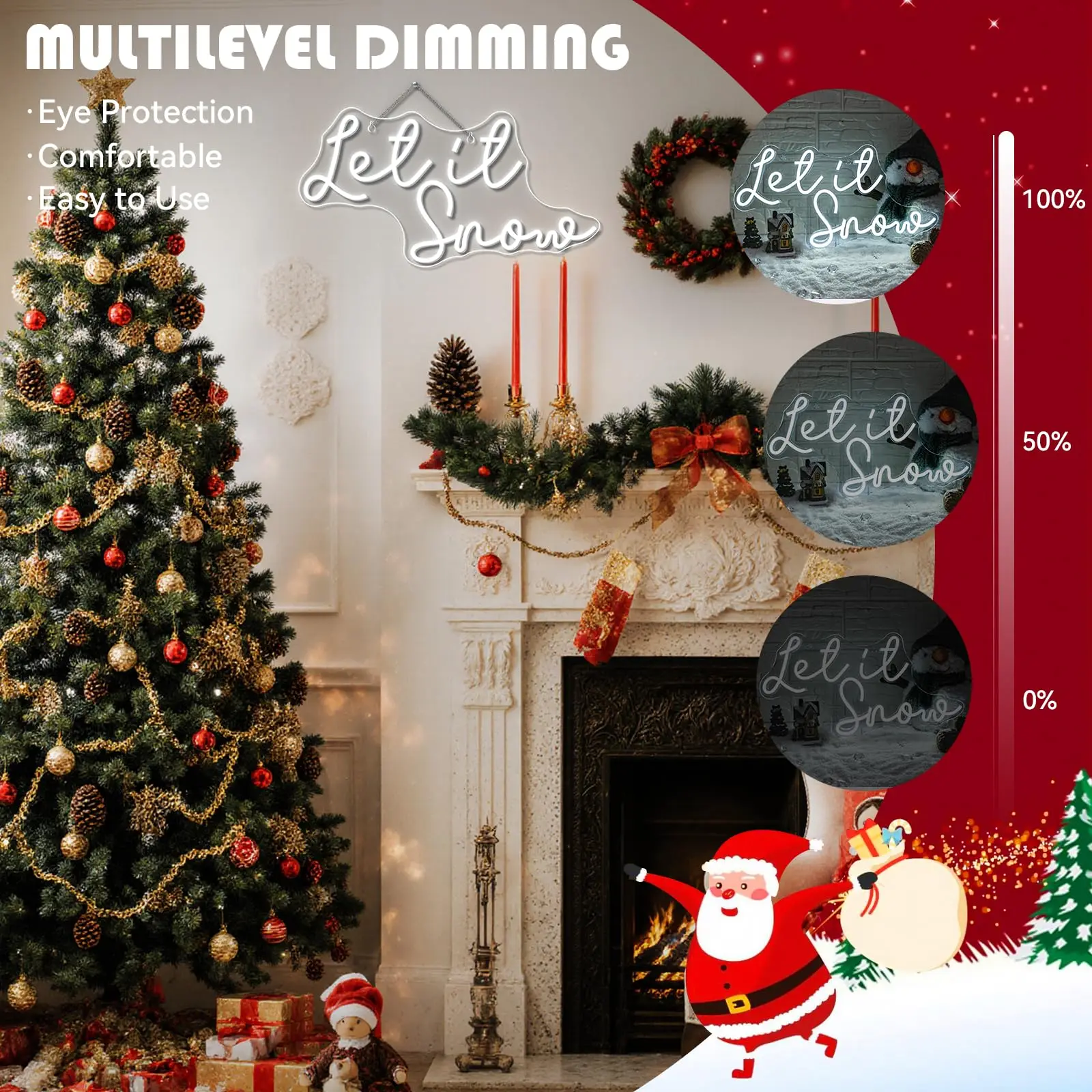 دع ذلك علامات النيون الثلج لديكور الحائط أضواء LED لشريط غرفة الحفلات متجر الشتاء نافذة غرفة نوم الديكور هدايا عيد الميلاد