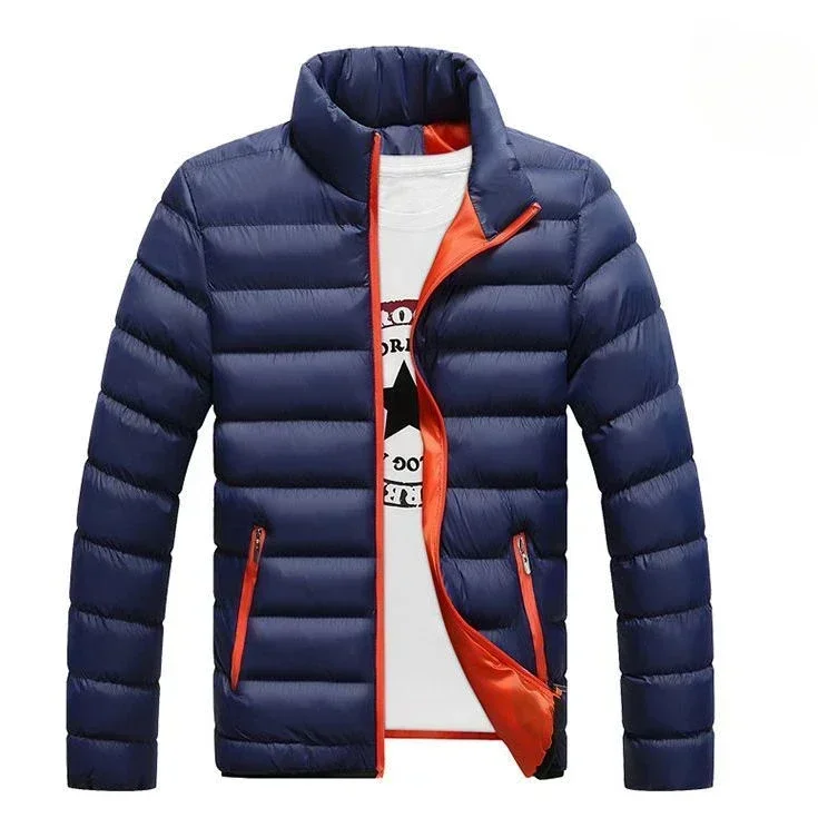 Chaqueta con cuello levantado para hombre, abrigo corto ajustado de invierno para hombre, trabajo cálido Harajuku, novedad en alta calidad, ropa barata