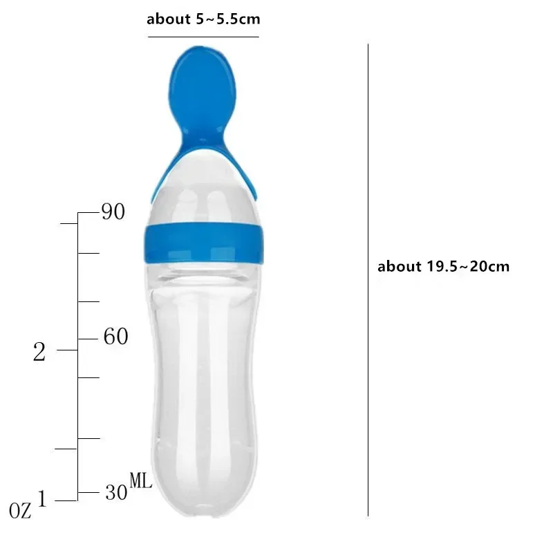 90ML Baby Feeding Bottle with Tongue Pressing Type Lip Mouth Spoon Infant Training Milk Rice Paste Squeeze Feeder Tableware