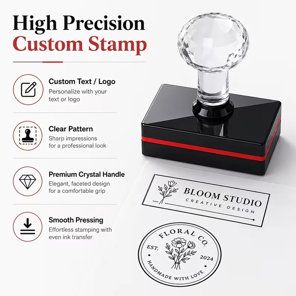 Personalized Custom Self Ink Stamp, Custom Your Design Logo Image/Text Photosensitive Ink Stamp For Wedding Initial Library Book