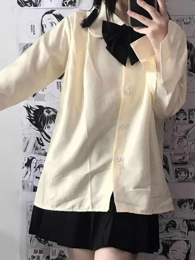 Y2k 美的ヴィンテージカジュアル日本ロリータ Blusas 日本人女性かわいい長袖ブラウスストリート弓 Jk Tios シャツファム