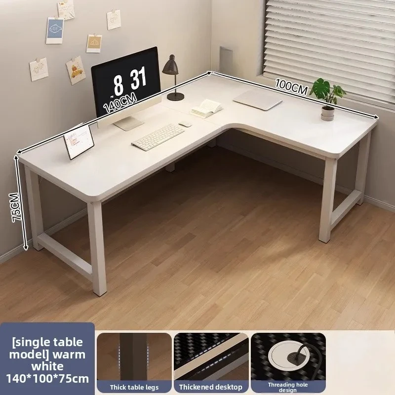 L-Shaped Corner Computer Heavy Duty Steel Frame Home Office WorkstationSpace Saving Writing Table