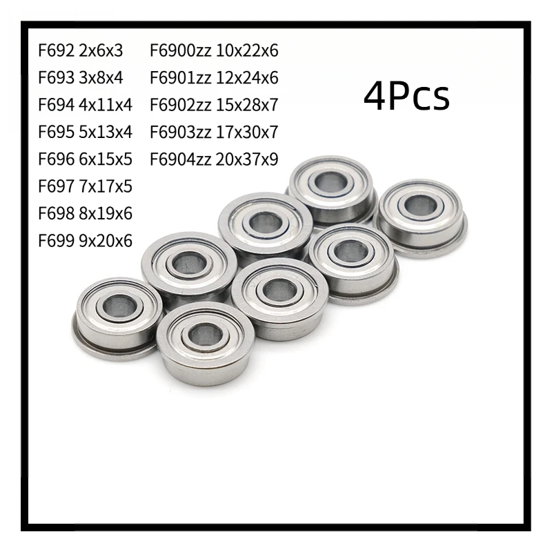 4Pcs F692ZZ F693ZZ F694ZZ F695ZZ F696ZZ F697ZZ F698ZZ F699ZZ F6900ZZ F6901ZZ F6902ZZ F6903ZZ F6904ZZ Chrome Steel Bearings