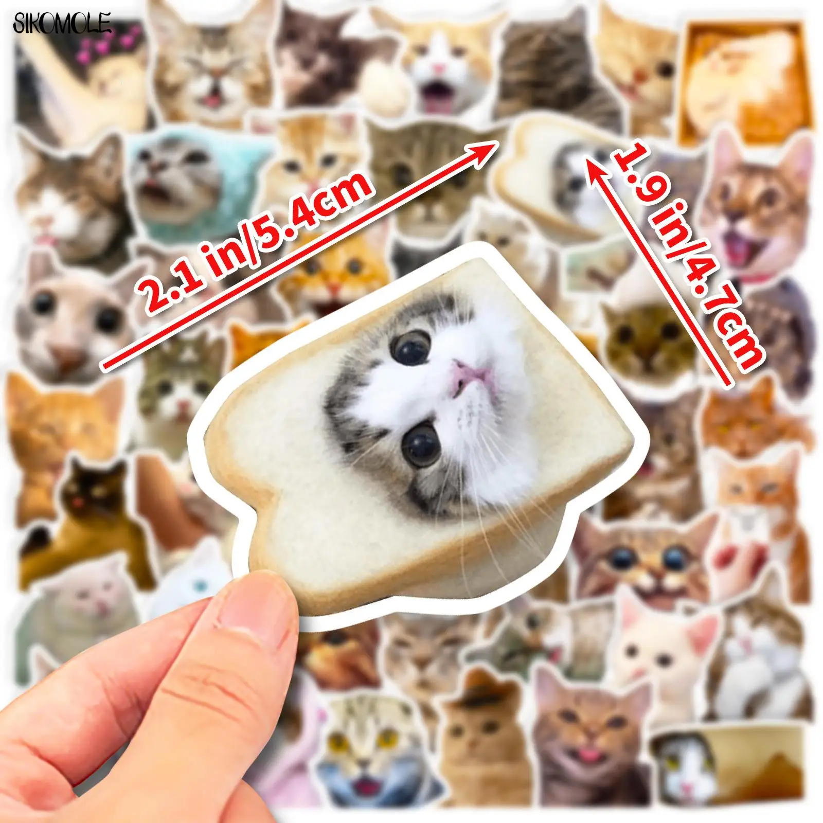 10/30/50PCS Mix Cartoon Cat Stickers Expression Big Head Photo Animal For Children DIY Toy Travel Laptop Graffiti Sticker Decals