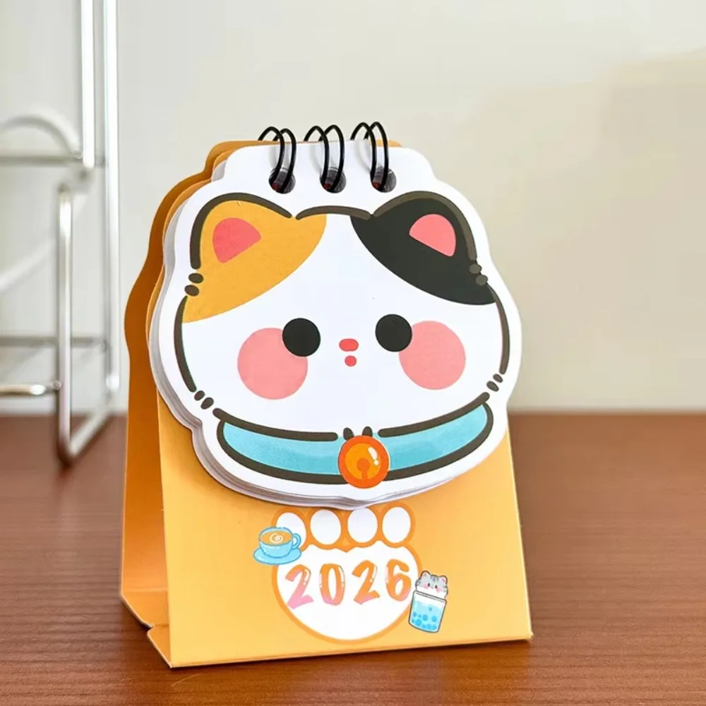 

Cute Mini 2026 Desk Calendar Coil Cartoon Cat Schedule Planner Schedule Mark Portable Calendar Ornaments Office Desk Accessories