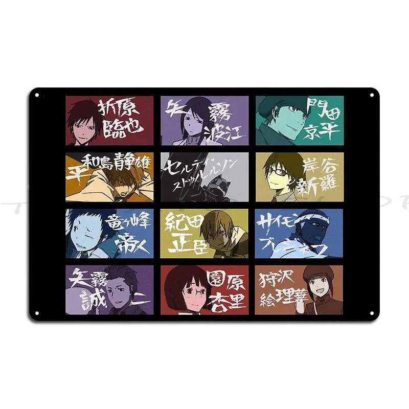 Durarara Characters Metal Sign Poster Bar Cinema Funny Cinema Designs  Tin Sign Poster