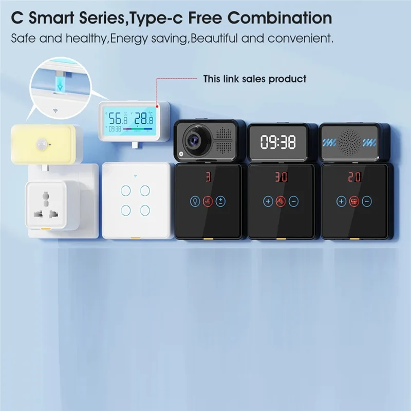 B47C Electronic Table Clock Zigbee Temperature And Humidity Sensor For Indoor Use With Backlight WHITE