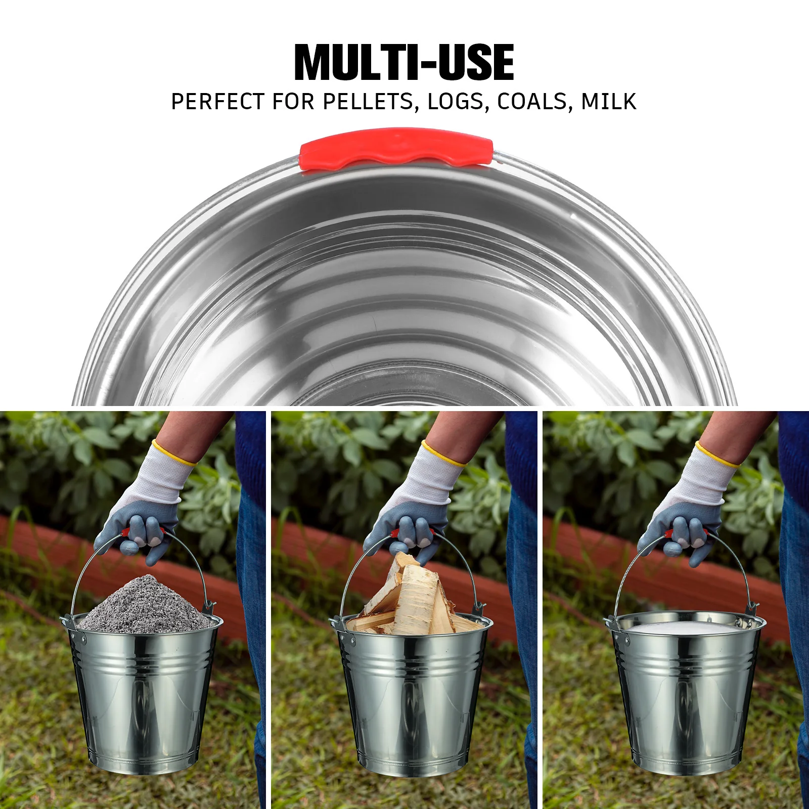 

Thickened Pail Metal Bucket with Lid Buckets Lids Heavy Duty Water Stainless Pails Steel