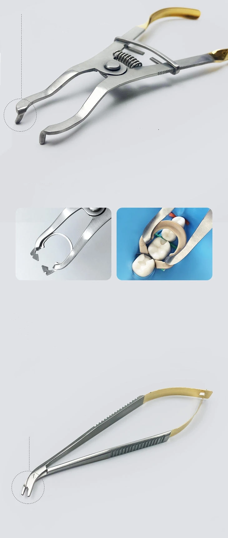 Dentales Sektionalmatrizensystem A2 Metallmatrizen NITI Klemm- und Trennring Keilmesser Diamantkeile Zangen Zahnmedizinisches Werkzeug – Detail 13