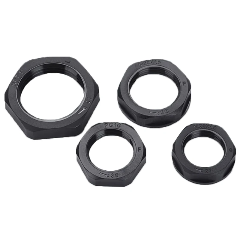 10PCS M5 M6 M8 M10 Plastic Hex Nut M12 M14 M16 Metric Thread Hexagon Black Nylon Nut M18-M63X1.5 Pitch 1.5mm/2mm