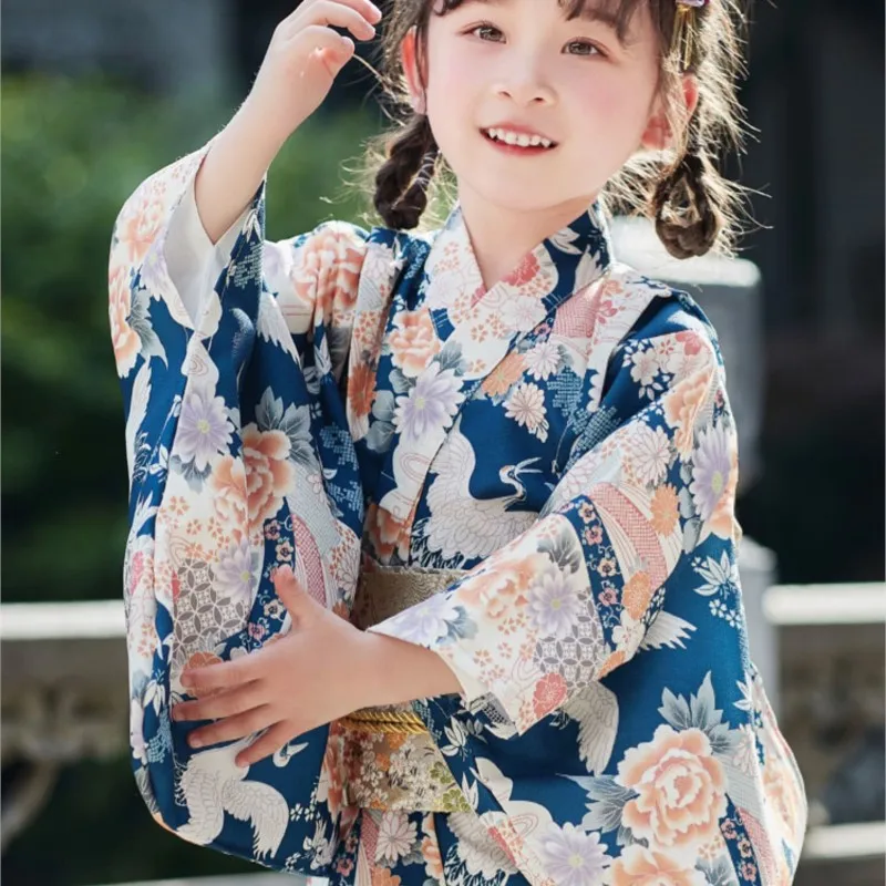 

Girls' Kimono Children's Japanese Yukata Kids' Photography Clothing Props Kids' Clothing Four Seasons Long Sleeve Kimono LF927