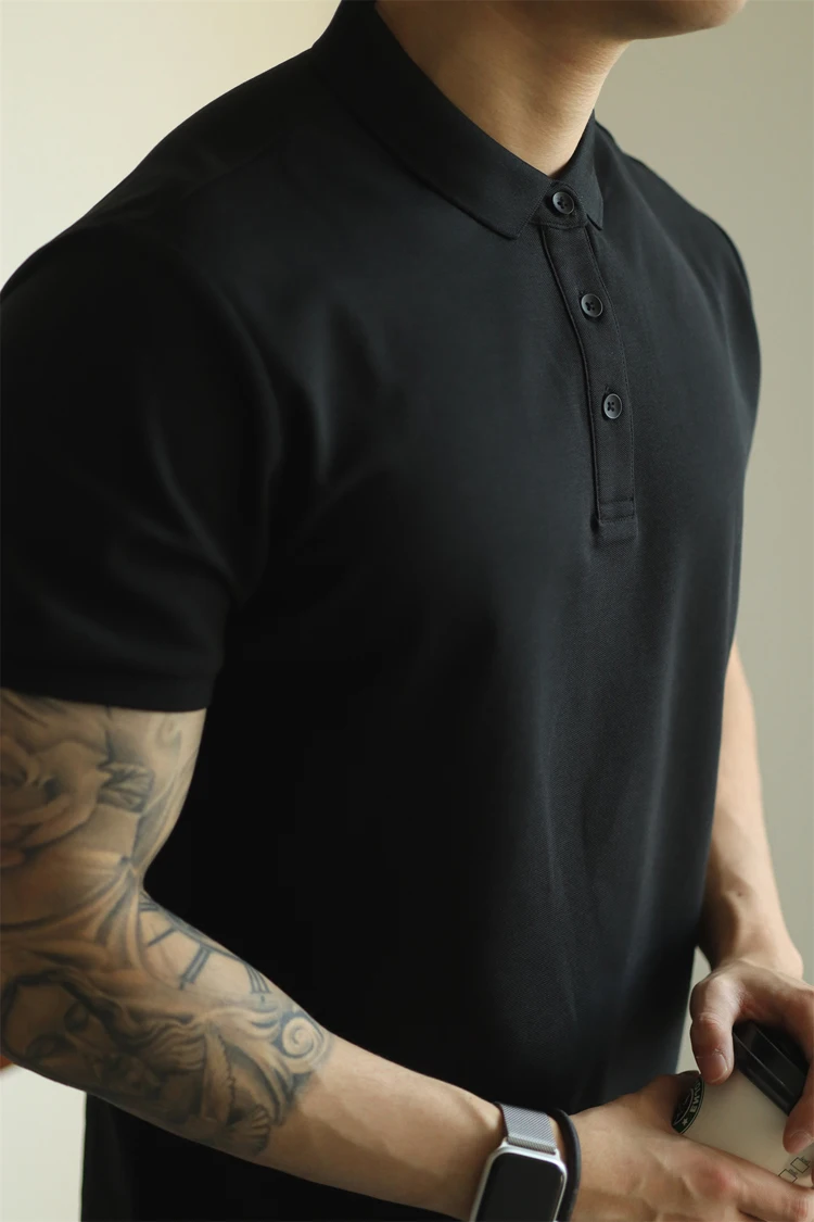 

American Hardman Sle Pure Color irt Men's Slim Fit Collared ort Sve T-irt Busin Casual Commuting with Coll...