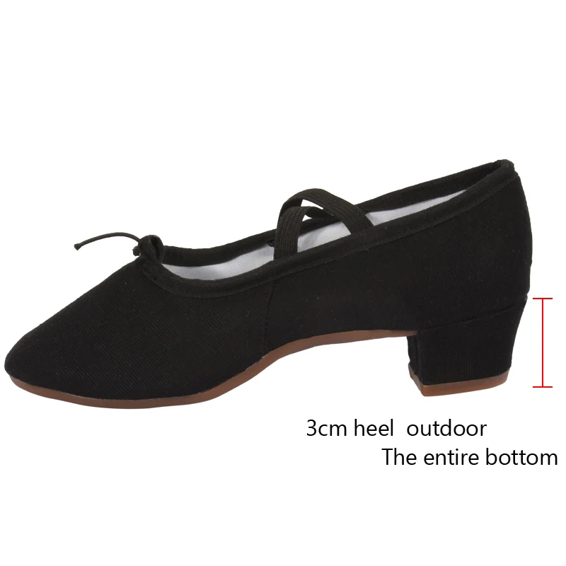 Women Dance Shoes for Girls Low Heel Black Soft Dancing Shoes Comfortable Black Outdoor Entire Bottom Latin Ballroom Dance Shoe