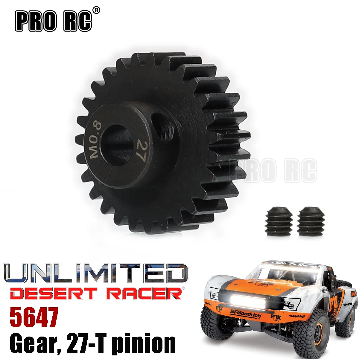 1Pcs HD Steel 5647 Motor Pinion Gear 27T 0.8Mod 32P for Traxxas 1/7 Unlimited Desert Racer UDR 85076-4 85086-4 RC Car Part