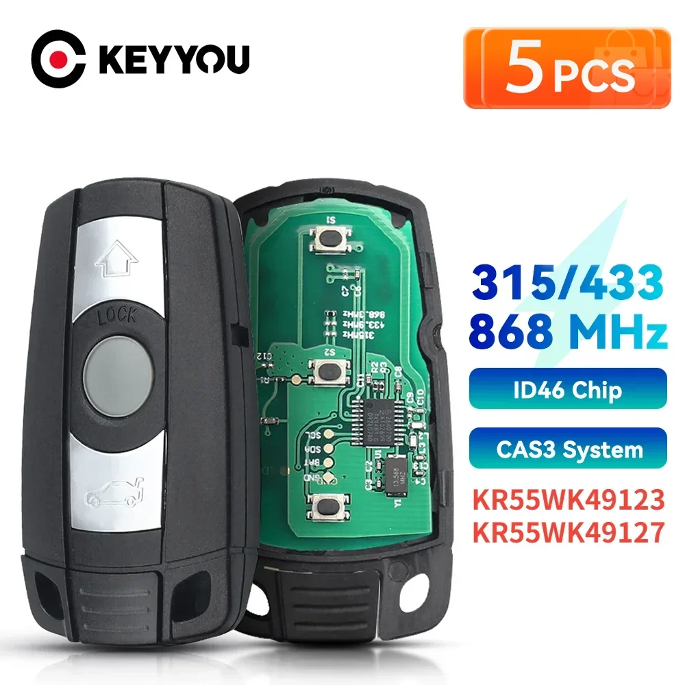 

KEYYOU 5PCS Remote Key For BMW CAS3 System 315MHz / 433Mhz / 868Mhz FSK For X5 X6 Z4 1/3/5/7 Series Vehicle Control Smart Key