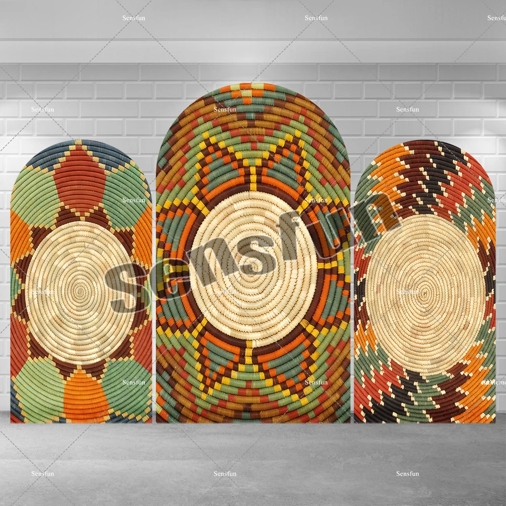 2-sided Traditional Ethiopian Basket Pattern Arch Backdrop Cover Floral Wedding Birthday Party Decoration Photo Background