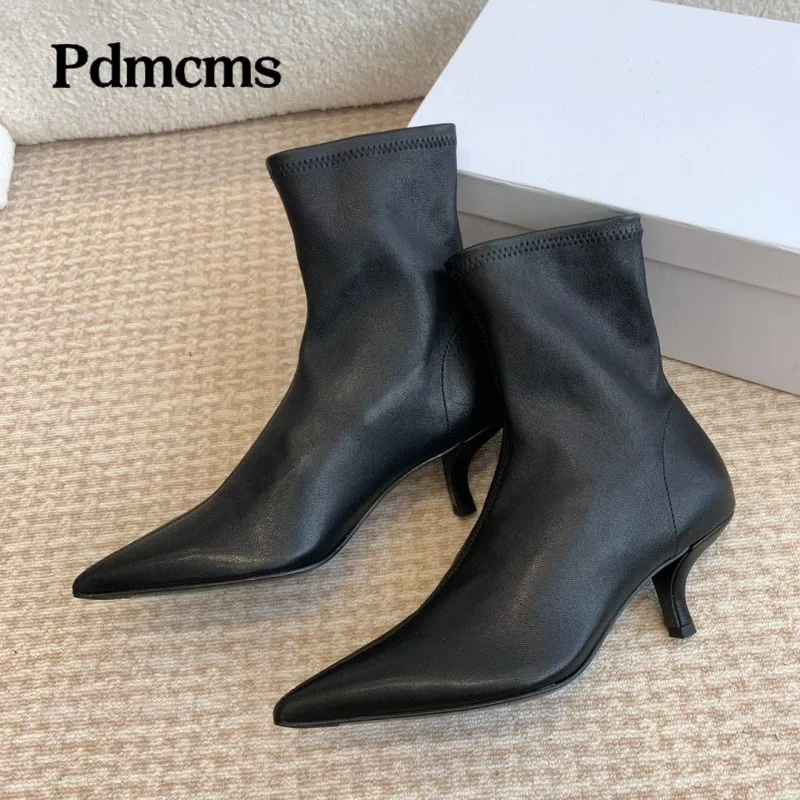 

Genuine Leather Suede Ankle Boots Women Pointed Toe Designer High Heel Short Boots Autumn Fashion Party Chelsea Boots For Women