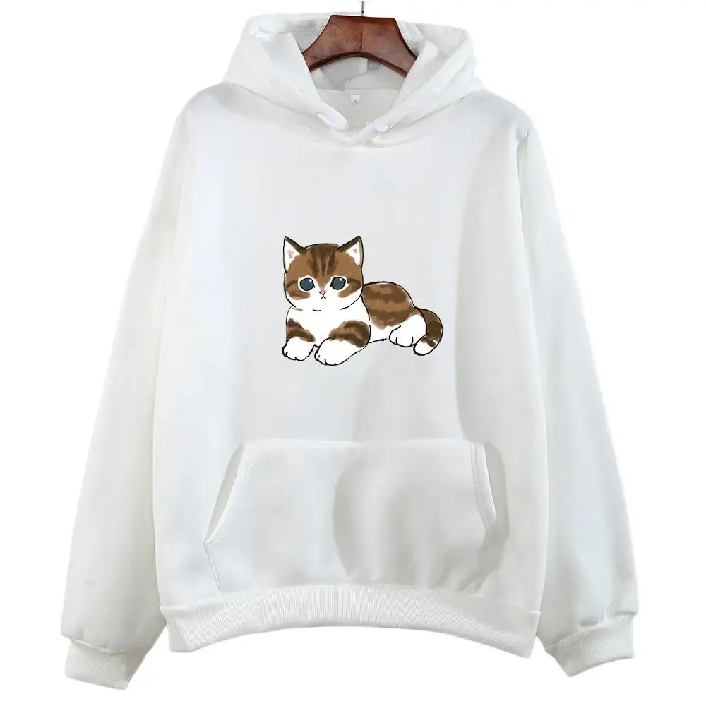 Cute Cat Cartoon Graphic Printed Hooded Men Women Aesthetic Trendy Hoodies Casual Loose Pullover Female High Quality Sweatshirt