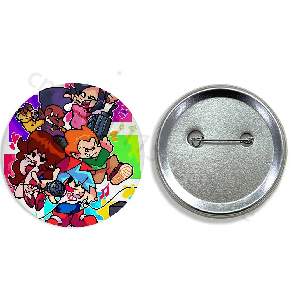 Friday Night F-Funkin Tinplate Enamel Pins Creativity Printed Pictures Text Metal Lapel Badges Brooches