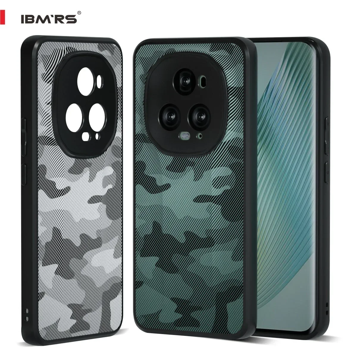 

IBMRS for Honor Magic5 Ultimate Phone Case, Non-Yellowing Shockproof Phone Cover, Anti-Scratch Clear Back (Black Camo)