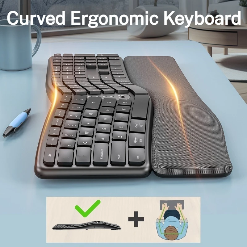 Three Mode Keyboard 110 Key Conforms Ergonomic Support Multi System Energy Saving Rechargeable Office Learning Mute Keyboard