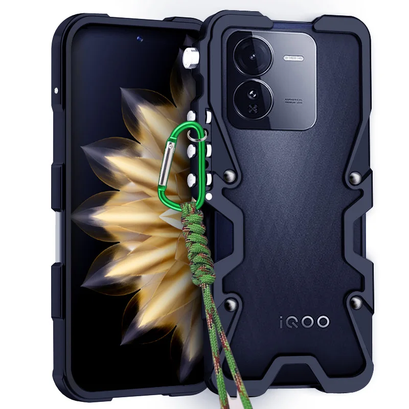 

Zimon Luxury Armor Metal Aluminum Phone Bumper For Vivo Iqoo Z11 Z10 Z9 Turbo Pro+ Cover Mechanical Purely Handmade Skull Case