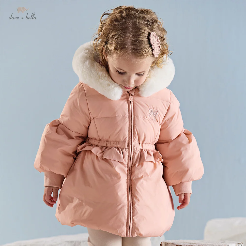 

Dave Bella Girls Down Jacket Autumn Winter Children Plush Hooded Thick Overcoat Baby White Duck Down Top Kids Clothing DB4253766