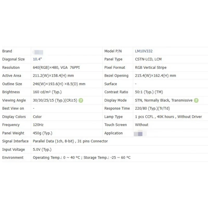 LM10V33 Nova tela LCD original de 10,4 polegadas