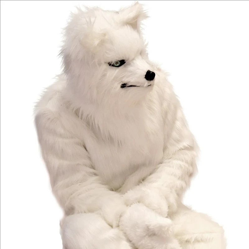 

Животное волк мультфильм пушистый костюм для косплея белый волк лиса хаски собака меховой костюм костюм талисмана Хэллоуин карнавал нарядное праздничное платье