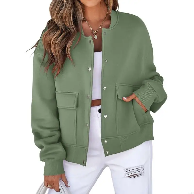 

Женская укороченная куртка 270D с длинным рукавом, легкое осеннее повседневное пальто с карманами