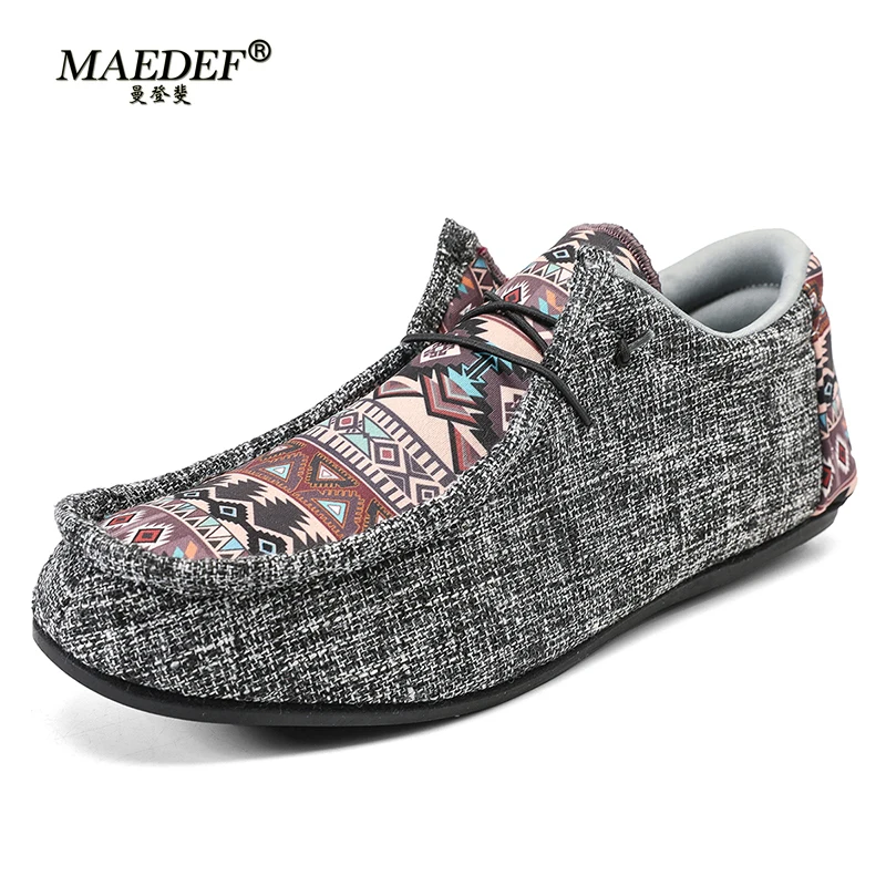 MAEDEF Men Summer Canvas Shoes Breathable Comfortable Outdoor Slip on Walking Sneakers High Quality Soft Classic Loafers for Men