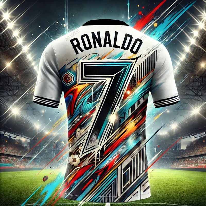 2025 Summer New CHATGPT Designed Special Edition Graffiti Sports Short Sleeve Ronaldo No.7 Soccer Jersey Women T shirt Men Tops