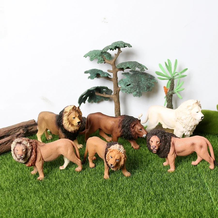 Figuras de animales de la selva realistas para niños, juguetes educativos de colección, leones, guepardo, Pantera, tigre dentado