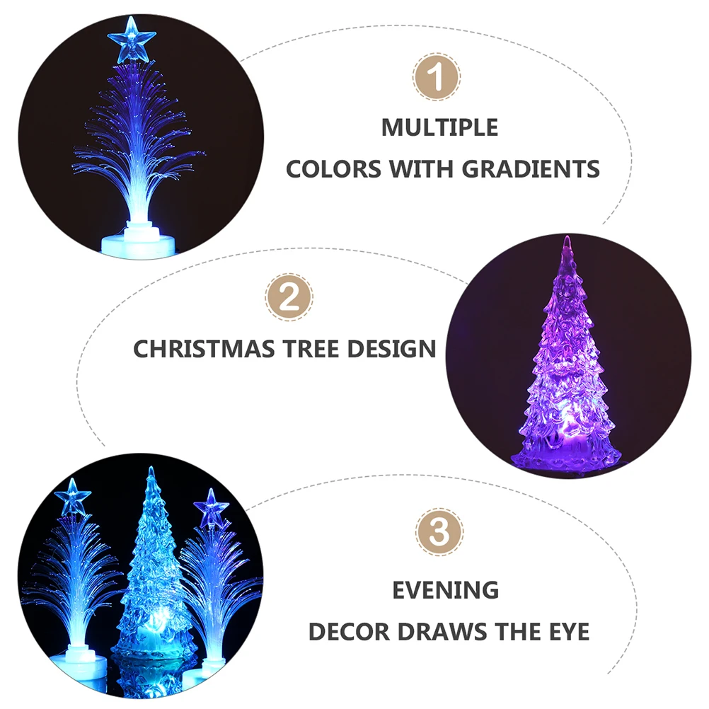 

6pcs Creative Christmas Tree Ornament Mini Desktop Xmas Decor Reusable Eco-Friendly Small Night