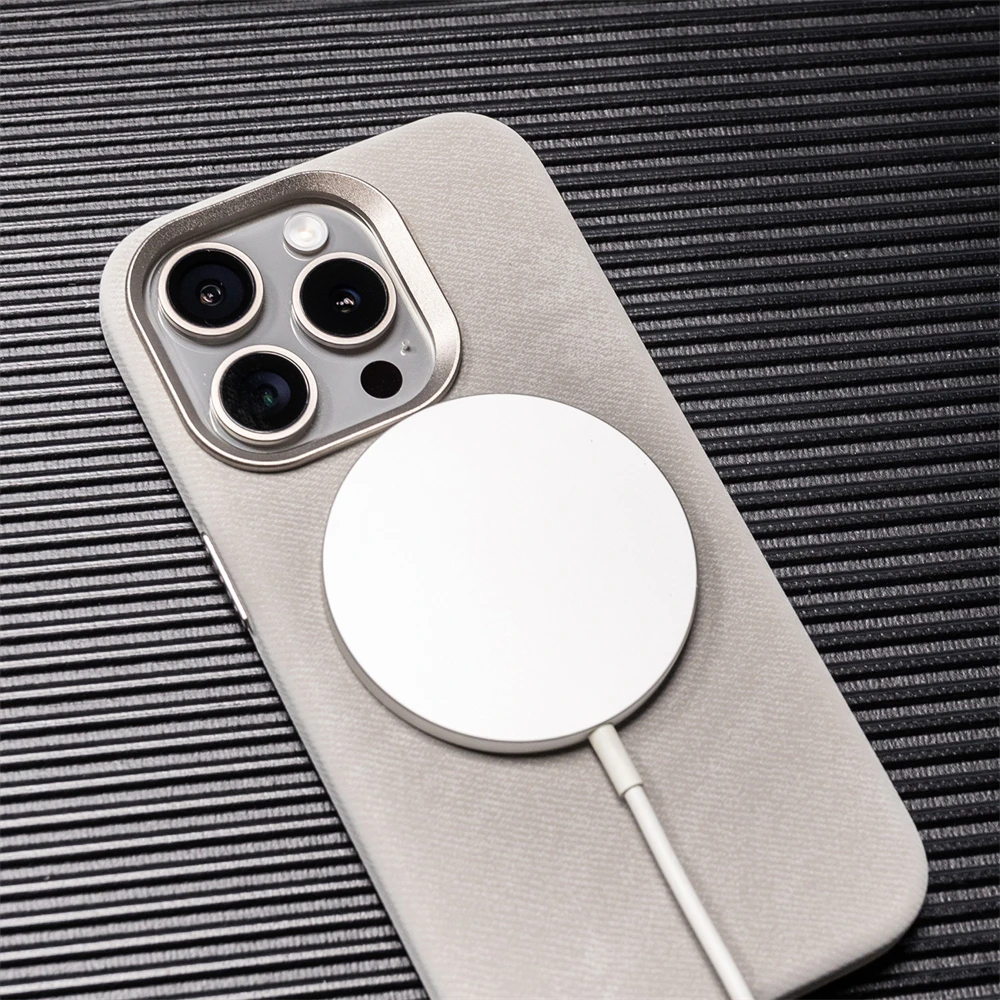 Luxury Fiber Leather For MagSafe Magnetic Wireless Charge Case For iPhone 17 16 Pro Max 15 14 13 12 Plus Soft Shockproof Cover