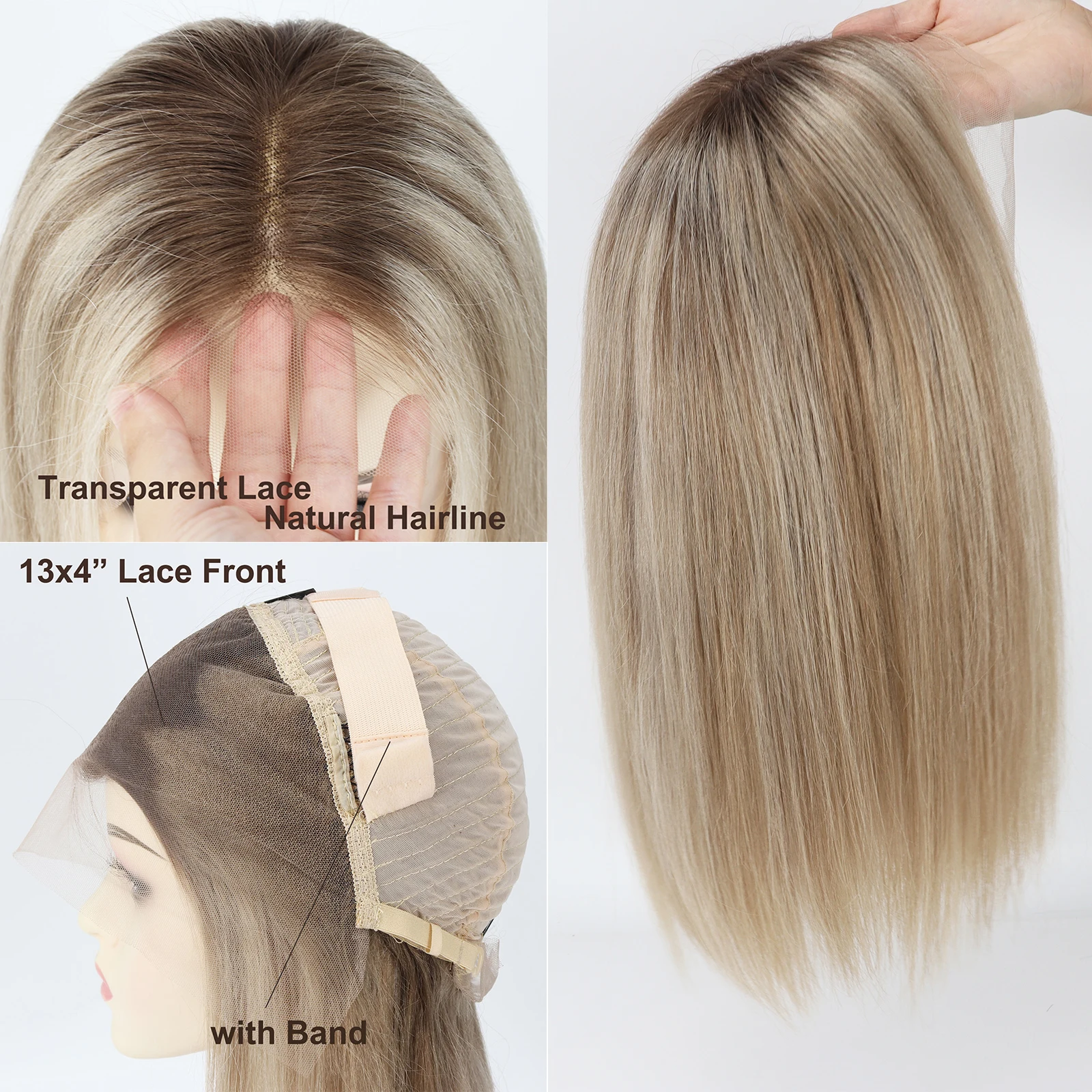 

6/18/60 Highlight Blonde Human Hair Wig for Women 13x4inch Lace Front Wig European Remy Human Hair 4x4inch Lace Closure Wig