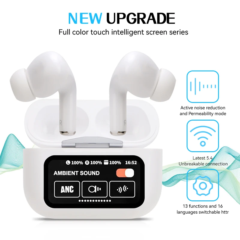 Bluetooth headphones multifunctional touch screen ANC noise reduction ultra-long life in-ear wireless headphones