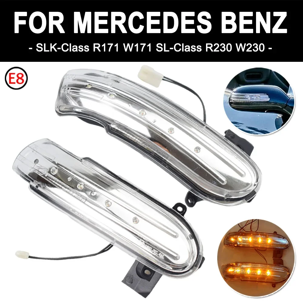 2pcs Dynamic Turn Signal LED Light Side Mirror Indicator For Mercedes-Benz W171 R171 SLK R230 W230 SL A1718200421 A1718200321