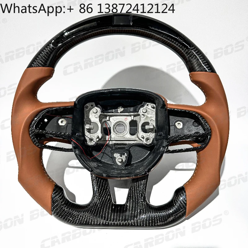 

For Dodge Challenger Charger Hellcat Durango SRT Scat Pack 392 Super Bee Custom LED Display Carbon Fiber Steering Wheel