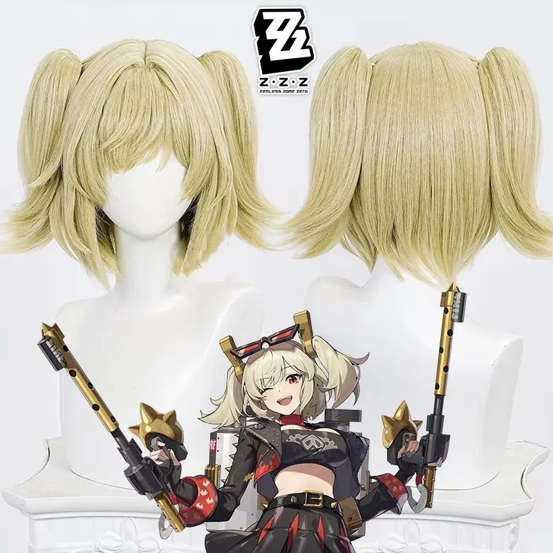 Zenless Zone Zero Burnice weiße Cosplay Perücke blonde kurze Haare Doppel Pferdes chwanz hitze beständiges synthetisches Haar für Frauen Halloween