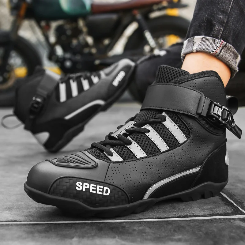 New Motorcycle Boots Men Leather Motos Breathable Anti Slip Wear-resistant Riders Boots Motorbike Racing Ankle Length Shoes image 3