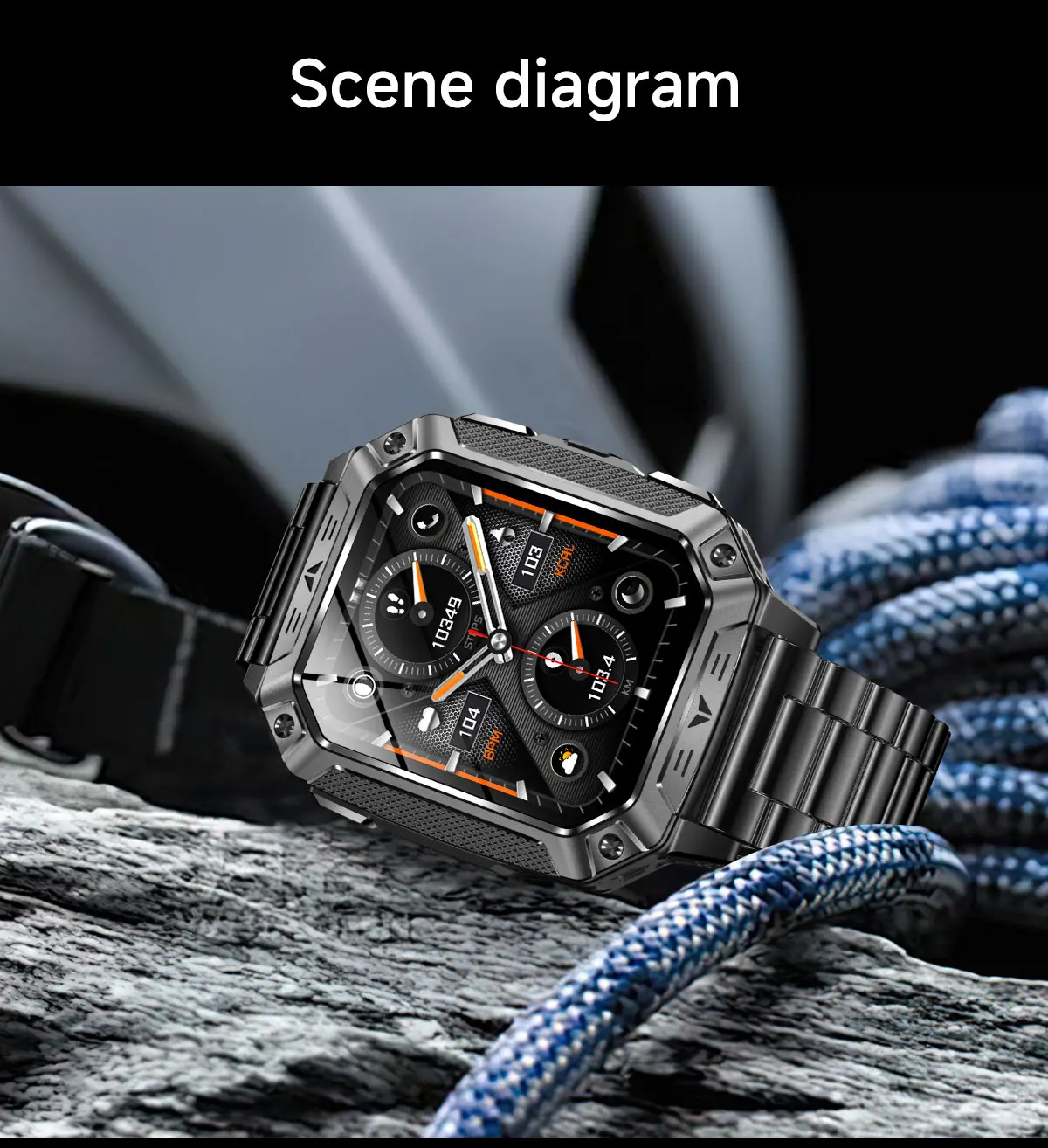 2026 Neue 1400mAh Militär-Smartwatch 10ATM Wasserdicht 2,01" AMOLED SOS+LED-Taschenlampe Herzfrequenz 100+ Sportmodi Fitness-Uhr – Detail 26