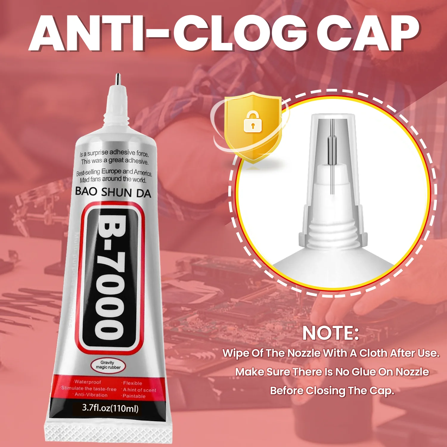 BAOSHUNDA B7000 Mobile Phone Screen High-Strength Waterproof Adhesive, Universal Phone Glass Bonding Agent, 15/25/50/110ml Fast