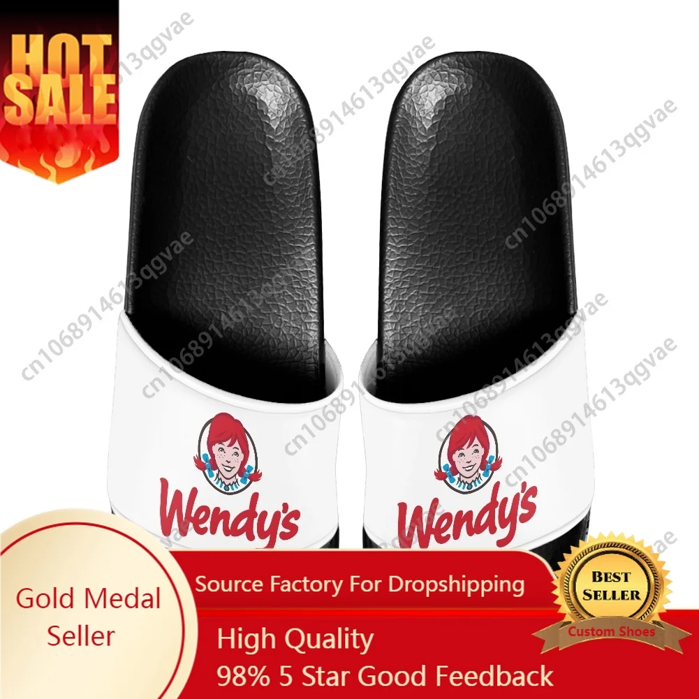 

New Wendys Fast Food Restaurant Logo Slippers Home Water Shoes Men Women Teenagers Beach Pool Sandals Custom Made Summer Slipper