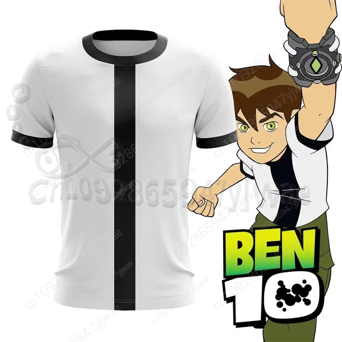 American Anime Omnitrix Ben10 Cosplay Shirt 3D Ben Tennyson Print 3D Grafik T-Shirt Harajuku Y2k Top Sommer Eltern-Kind-Outfits – Detail 3