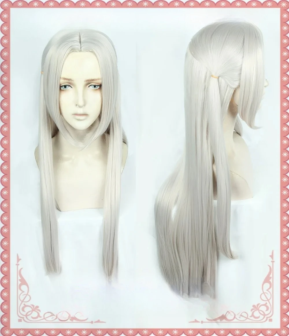 

Парик для ролевых игр Fire Emblem: Three Houses, синтетический, Эдельгард фон Фресберг, длинные прямые серые волосы, с центральной разницей на лбу