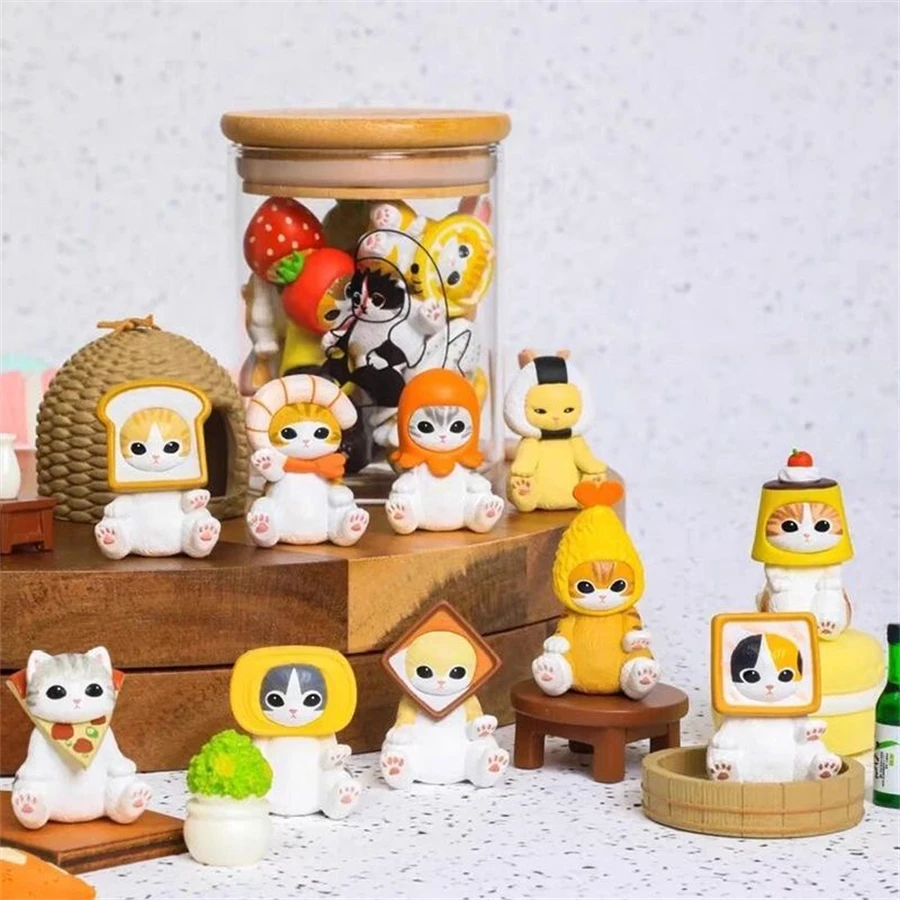 Mofusand Cats Wearing Fruits Bread Fried Shrimp Figures Cute Action Figure Octopus Penguin Otter Table Ornaments for Party Gifts